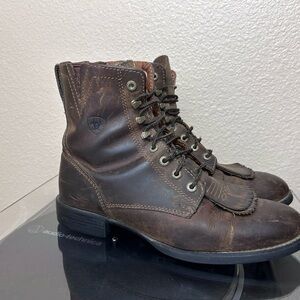 Ariat Women's Heritage Lacer II Boots in Distressed Brown Leather Size 8B